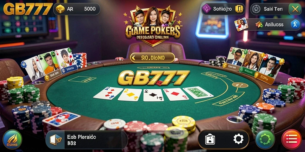 Tampilan gameplay Poker yang seru dan mendebarkan di GB777.