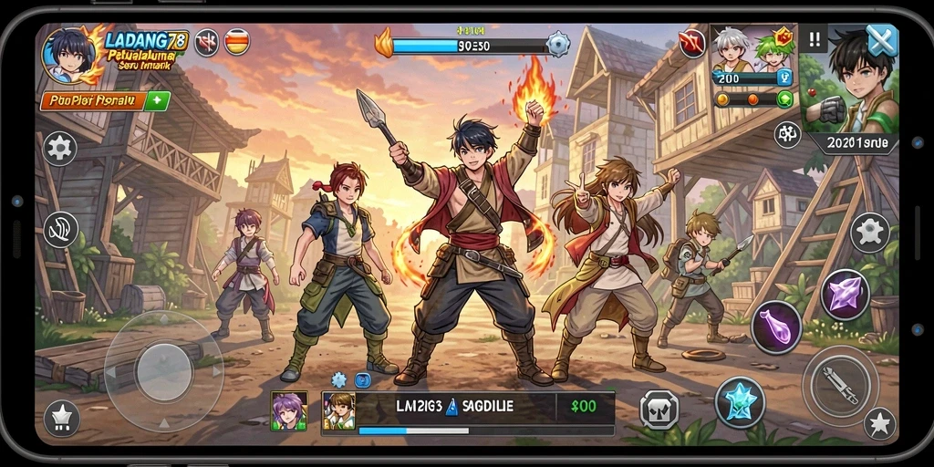 Screenshot gameplay LADANG78 menampilkan karakter anime dalam pertarungan seru.