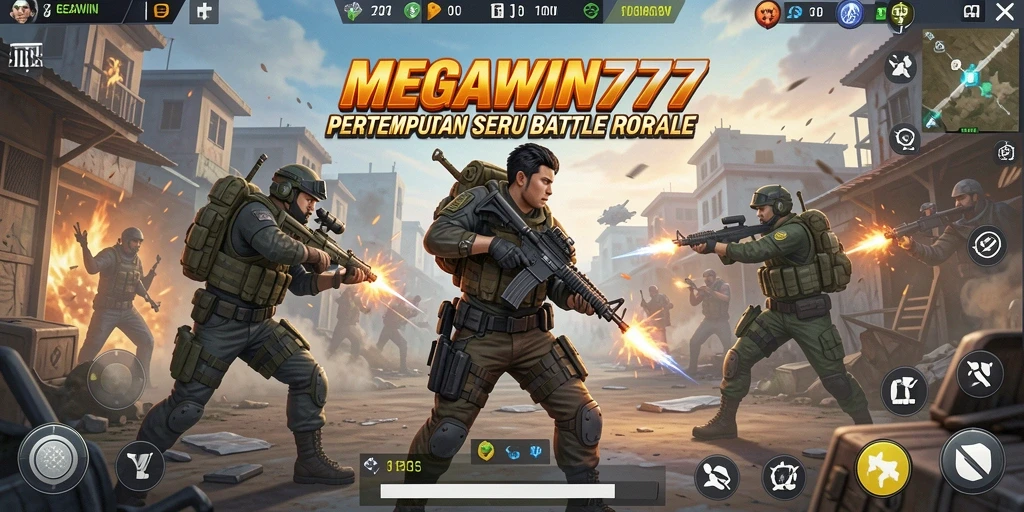 Tampilan gameplay seru dari MEGAWIN777 dengan aksi Battle Royale yang mendebarkan.