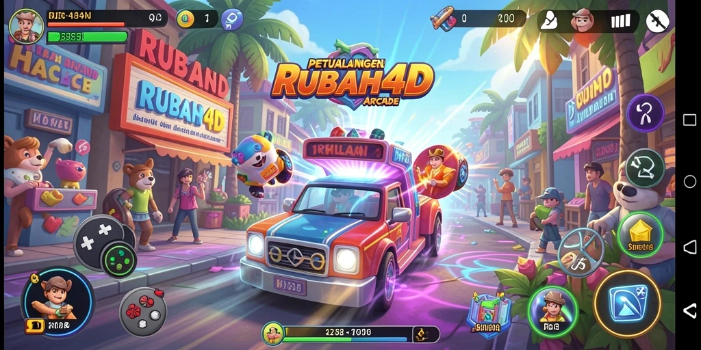 Tampilan gameplay menegangkan di RUBAH4D dengan warna-warni yang mencolok.