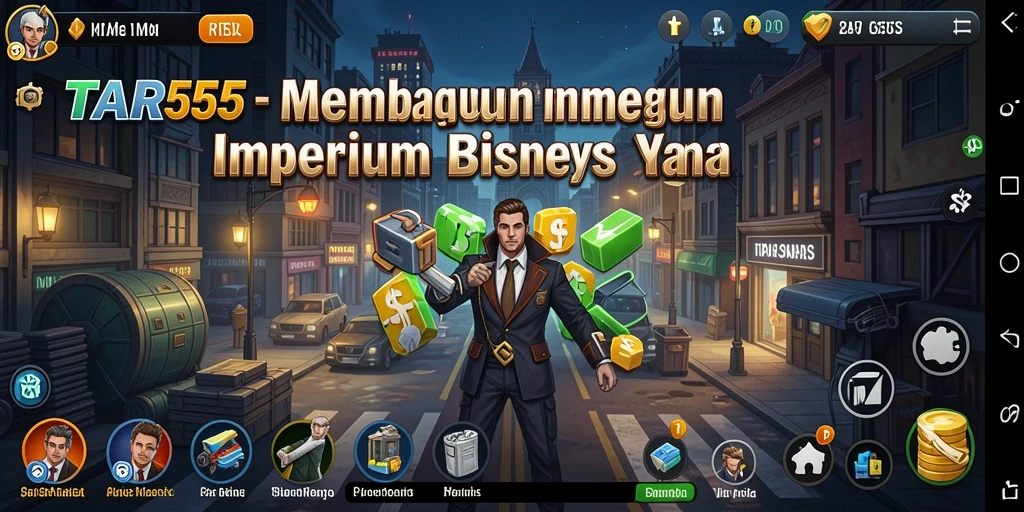 Screenshot gameplay TAR555 menunjukkan keseruan pembangunan bisnis Tycoon.