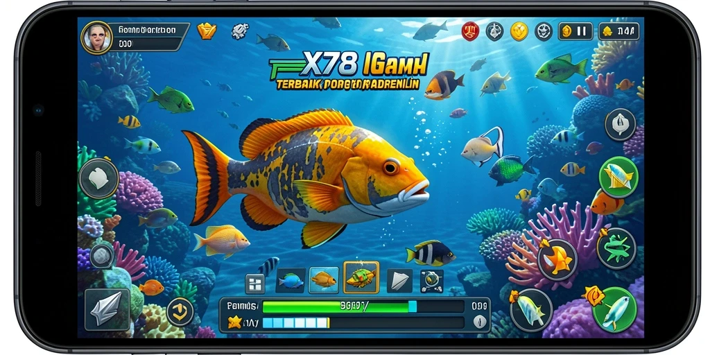 Screenshot gameplay X78 dengan aksi menembak ikan yang seru.