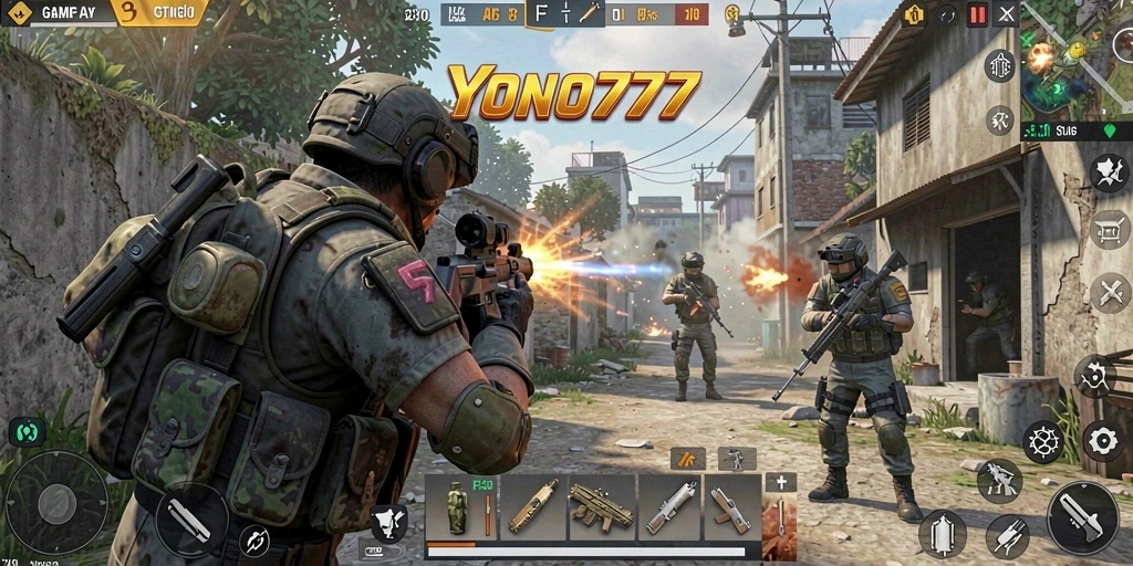 Tampilan screenshot YONO777 yang menunjukkan aksi gameplay FPS yang mendebarkan.